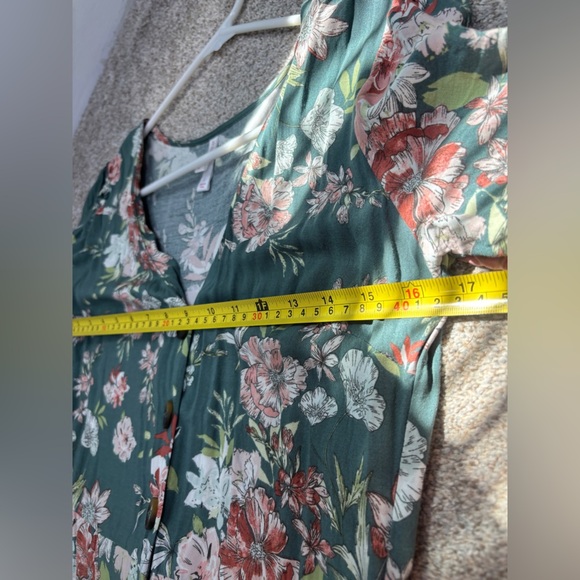 Xhilaration Green Floral Button Up Jumpsuit Size S Summer Flowy Wide Leg - Picture 9 of 10